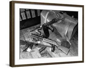 Arsenal of Machine Guns, Pistols, Shotguns Etc.- Belongs to Recently Captured Frank Dailey and Gang-Carl Mydans-Framed Photographic Print