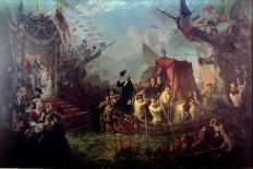 George Washington Arriving in New York City, April 30, 1789-Arsene Hippolyte Rivey-Framed Stretched Canvas