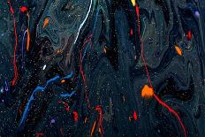 Closeup View of an Original Painting. Abstract Dark Grunge Background. Multicolored Texture with Sp-Arsnova-Art Print