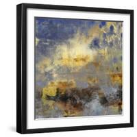 Art Abstract Acrylic Background in Blue, Yellow, Grey and Brown Colors-Irina QQQ-Framed Art Print