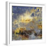 Art Abstract Acrylic Background in Blue, Yellow, Grey and Brown Colors-Irina QQQ-Framed Art Print