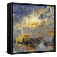 Art Abstract Acrylic Background in Blue, Yellow, Grey and Brown Colors-Irina QQQ-Framed Stretched Canvas