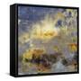 Art Abstract Acrylic Background in Blue, Yellow, Grey and Brown Colors-Irina QQQ-Framed Stretched Canvas