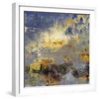 Art Abstract Acrylic Background in Blue, Yellow, Grey and Brown Colors-Irina QQQ-Framed Premium Giclee Print