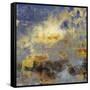 Art Abstract Acrylic Background in Blue, Yellow, Grey and Brown Colors-Irina QQQ-Framed Stretched Canvas