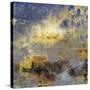 Art Abstract Acrylic Background in Blue, Yellow, Grey and Brown Colors-Irina QQQ-Stretched Canvas