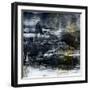 Art Abstract Acrylic Background in White, Grey, Yellow, Blue and Black Colors-Irina QQQ-Framed Art Print