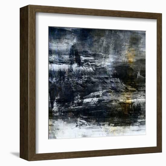 Art Abstract Acrylic Background in White, Grey, Yellow, Blue and Black Colors-Irina QQQ-Framed Art Print