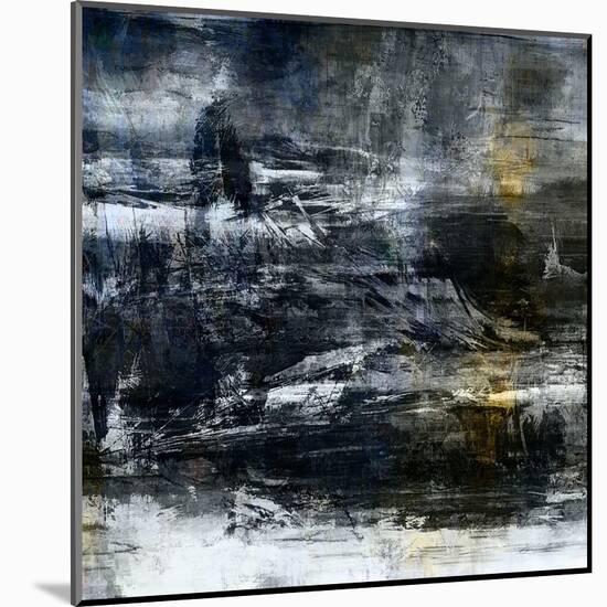 Art Abstract Acrylic Background in White, Grey, Yellow, Blue and Black Colors-Irina QQQ-Mounted Art Print