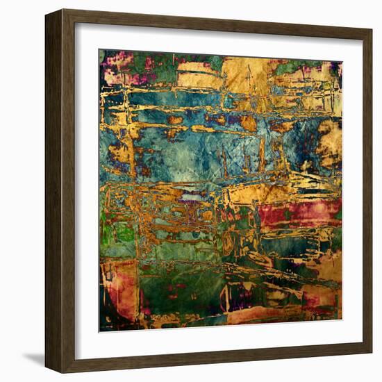 Art Abstract Rainbow with Gold Pattern Watercolor Background-Irina_QQQ-Framed Art Print