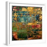 Art Abstract Rainbow with Gold Pattern Watercolor Background-Irina_QQQ-Framed Art Print