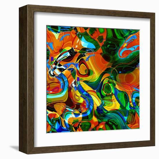 Art Abstract Vibrant Colorful Background, Seamless Fractal Pattern with Gold, Orange, Red, Green An-Irina_QQQ-Framed Art Print