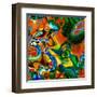 Art Abstract Vibrant Colorful Background, Seamless Fractal Pattern with Gold, Orange, Red, Green An-Irina_QQQ-Framed Art Print