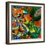 Art Abstract Vibrant Colorful Background, Seamless Fractal Pattern with Gold, Orange, Red, Green An-Irina_QQQ-Framed Art Print