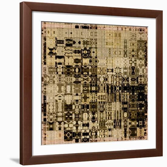 Art Abstract Vibrant Geometric Pattern Background In Black, Sepia And Brown Colors-Irina QQQ-Framed Art Print