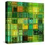 Art Abstract Vibrant Geometric Pattern, Background In Green, Gold And Blue Colors-Irina QQQ-Stretched Canvas