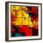 Art Abstract Vibrant Rainbow Geometric Pattern Background-Irina QQQ-Framed Art Print