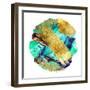 Art and Gold. Multi-Coloured Spot, Acrylic Paint, Modern Art, Hand Drawn Painting, Contemporary Art-CARACOLLA-Framed Art Print