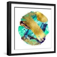 Art and Gold. Multi-Coloured Spot, Acrylic Paint, Modern Art, Hand Drawn Painting, Contemporary Art-CARACOLLA-Framed Art Print