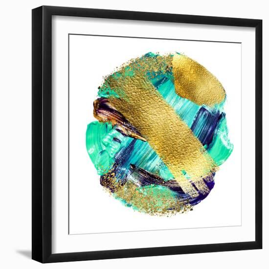 Art and Gold. Multi-Coloured Spot, Acrylic Paint, Modern Art, Hand Drawn Painting, Contemporary Art-CARACOLLA-Framed Art Print