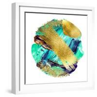 Art and Gold. Multi-Coloured Spot, Acrylic Paint, Modern Art, Hand Drawn Painting, Contemporary Art-CARACOLLA-Framed Art Print