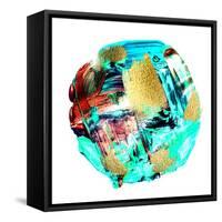 Art and Gold. Multi-Coloured Spot, Acrylic Paint, Modern Art, Hand Drawn Painting, Contemporary Art-CARACOLLA-Framed Stretched Canvas