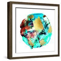 Art and Gold. Multi-Coloured Spot, Acrylic Paint, Modern Art, Hand Drawn Painting, Contemporary Art-CARACOLLA-Framed Art Print