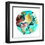 Art and Gold. Multi-Coloured Spot, Acrylic Paint, Modern Art, Hand Drawn Painting, Contemporary Art-CARACOLLA-Framed Art Print