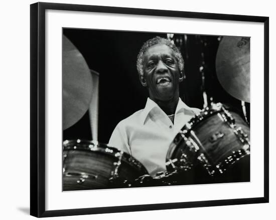 Art Blakey on Stage with the Jazz Messengers at the Forum Theatre, Hatfield, Hertfordshire, 1978-Denis Williams-Framed Photographic Print