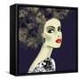 Art Colorful Illustration with Face of Beautiful Girl in Profile with Floral Pattern Afro Funky Cur-Irina_QQQ-Framed Stretched Canvas