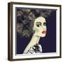 Art Colorful Illustration with Face of Beautiful Girl in Profile with Floral Pattern Afro Funky Cur-Irina_QQQ-Framed Art Print