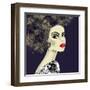 Art Colorful Illustration with Face of Beautiful Girl in Profile with Floral Pattern Afro Funky Cur-Irina_QQQ-Framed Art Print