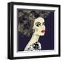 Art Colorful Illustration with Face of Beautiful Girl in Profile with Floral Pattern Afro Funky Cur-Irina_QQQ-Framed Art Print