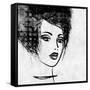 Art Colorful Sketched Beautiful Girl Face In Profile With Black Hair On White Background-Irina QQQ-Framed Stretched Canvas