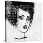 Art Colorful Sketched Beautiful Girl Face In Profile With Black Hair On White Background-Irina QQQ-Stretched Canvas
