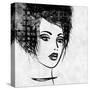 Art Colorful Sketched Beautiful Girl Face In Profile With Black Hair On White Background-Irina QQQ-Stretched Canvas