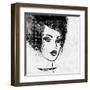 Art Colorful Sketched Beautiful Girl Face In Profile With Black Hair On White Background-Irina QQQ-Framed Art Print