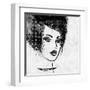 Art Colorful Sketched Beautiful Girl Face In Profile With Black Hair On White Background-Irina QQQ-Framed Art Print