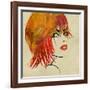 Art Colorful Sketching Beautiful Girl Face On Sepia Background-Irina QQQ-Framed Art Print