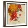 Art Colorful Sketching Beautiful Girl Face On Sepia Background-Irina QQQ-Framed Art Print