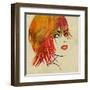 Art Colorful Sketching Beautiful Girl Face On Sepia Background-Irina QQQ-Framed Art Print