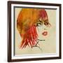 Art Colorful Sketching Beautiful Girl Face On Sepia Background-Irina QQQ-Framed Art Print