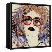 Art Colorful Sketching Beautiful Girl Face On Sepia Background-Irina QQQ-Framed Stretched Canvas