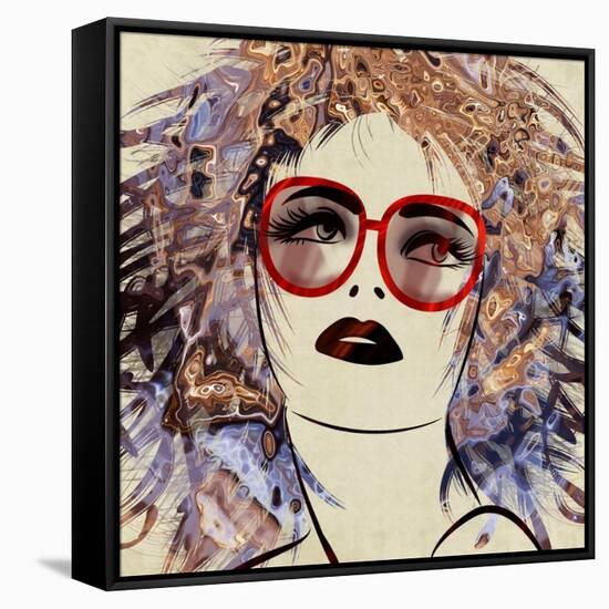 Art Colorful Sketching Beautiful Girl Face On Sepia Background-Irina QQQ-Framed Stretched Canvas