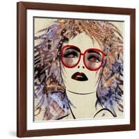 Art Colorful Sketching Beautiful Girl Face On Sepia Background-Irina QQQ-Framed Art Print