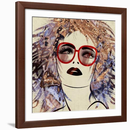 Art Colorful Sketching Beautiful Girl Face On Sepia Background-Irina QQQ-Framed Art Print