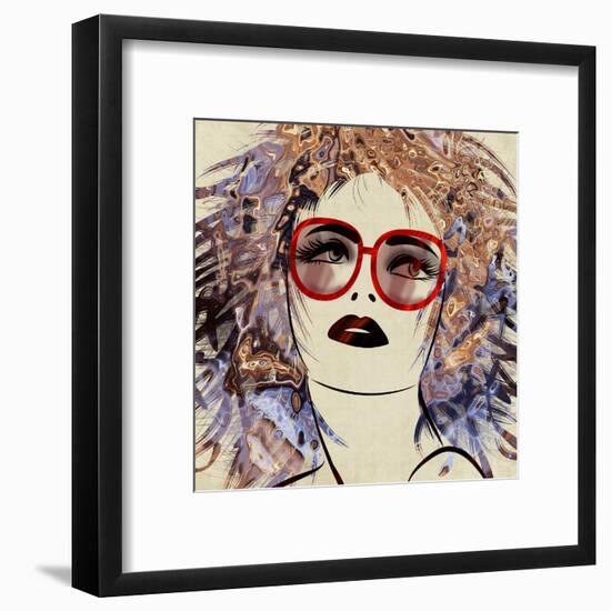 Art Colorful Sketching Beautiful Girl Face On Sepia Background-Irina QQQ-Framed Art Print