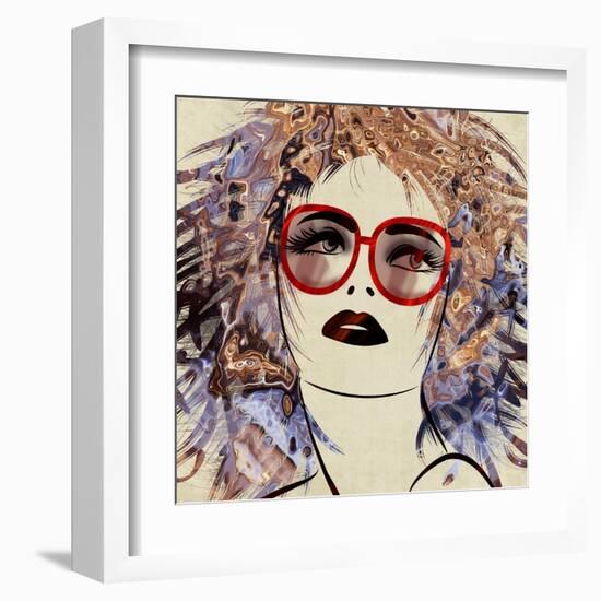 Art Colorful Sketching Beautiful Girl Face On Sepia Background-Irina QQQ-Framed Art Print