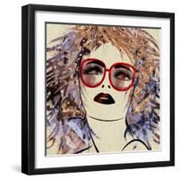 Art Colorful Sketching Beautiful Girl Face On Sepia Background-Irina QQQ-Framed Art Print