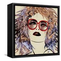 Art Colorful Sketching Beautiful Girl Face On Sepia Background-Irina QQQ-Framed Stretched Canvas